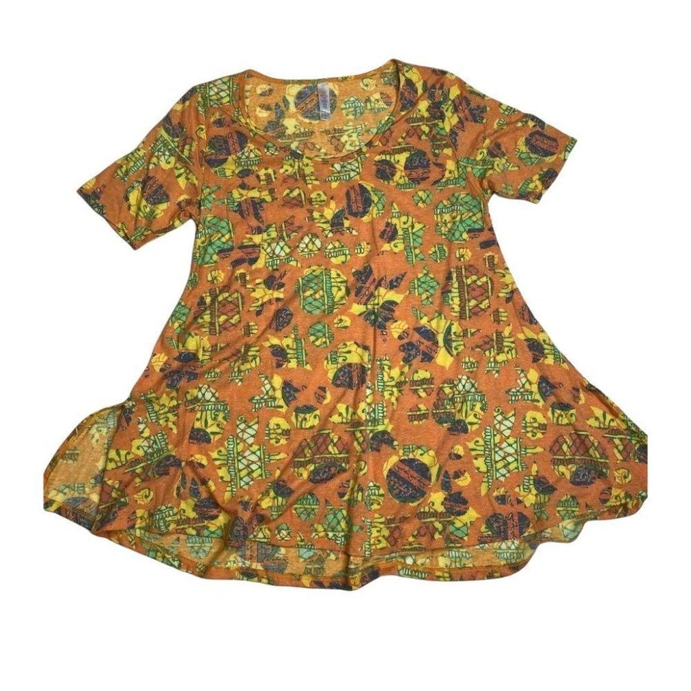 LuLaRoe Perfect T‎ Swing Orange Multicolor Soft Top XS NEW